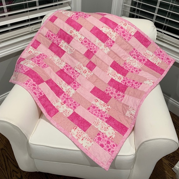 Hand quilted baby patchwork quilt